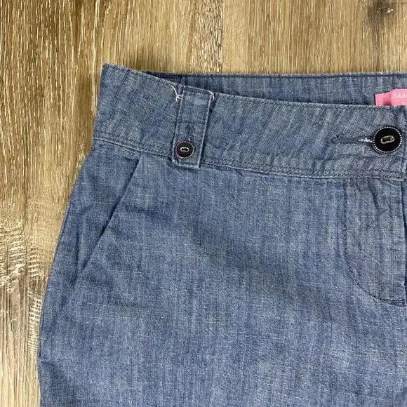 Isaac Mizahari Blue Terry Slub Cotton Shorts Women's 6 Lightweight - Picture 2 of 16